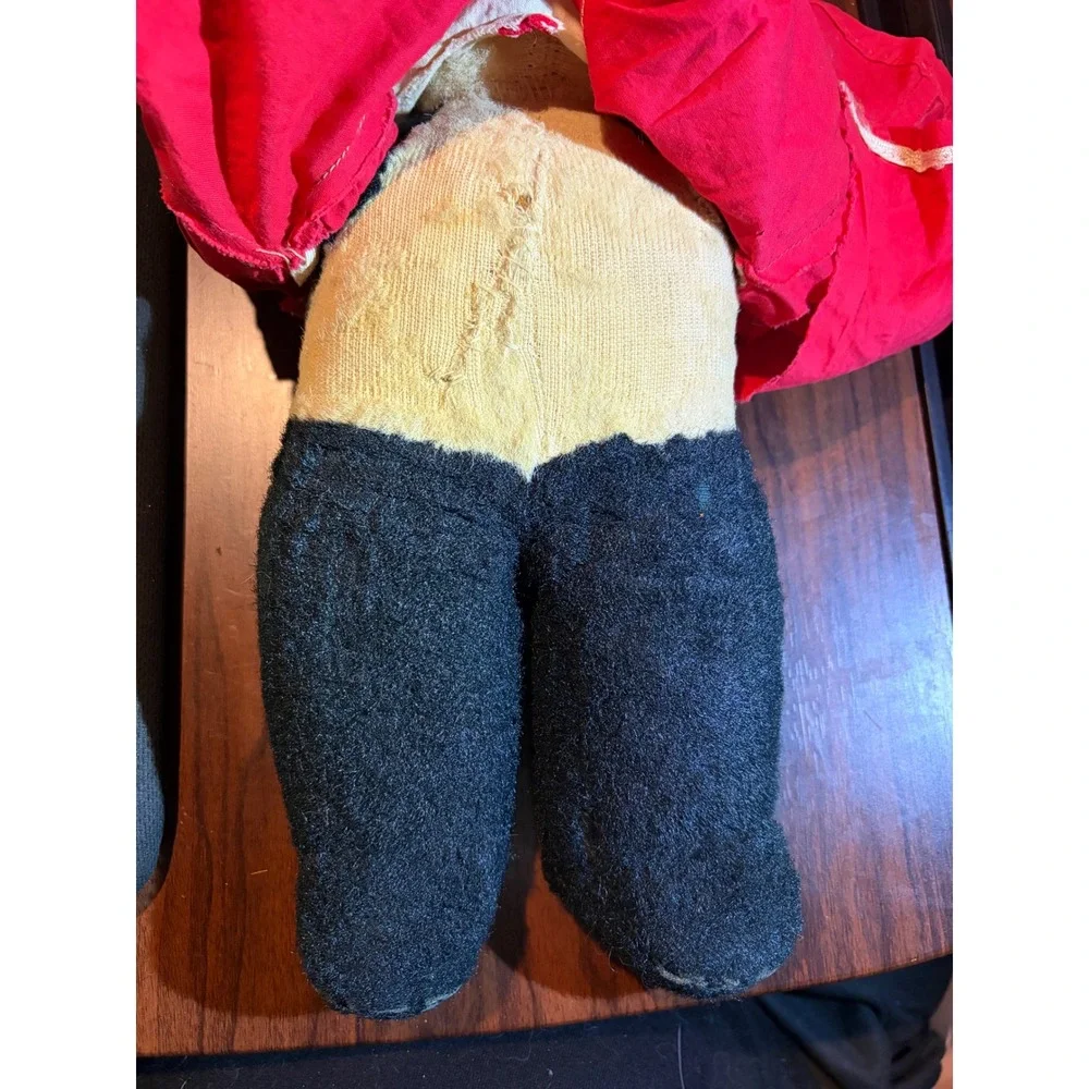 Antique 1925-1945 Panda Bear Plush Teddy Bear Stuffed Animal Red Glass Eyes 14in